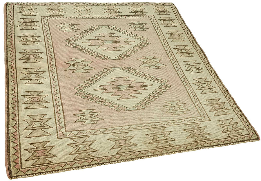 Gekro Geometrik Desenli Vintage Toz Pembe Halı 120x134 cm 49775 – genel görünüm