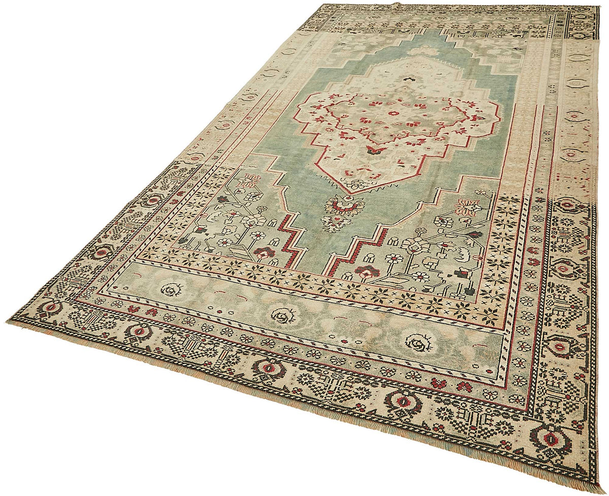 Kavale Turkuaz Madalyon Göbekli Klasik El Dokuma Halı 172x317 cm – doku yakın çekim