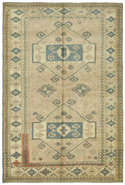 Kavale Madalyon Desenli Bej, Mavi ve Kiremit Renkli El Dokuma Halı 172x254 cm