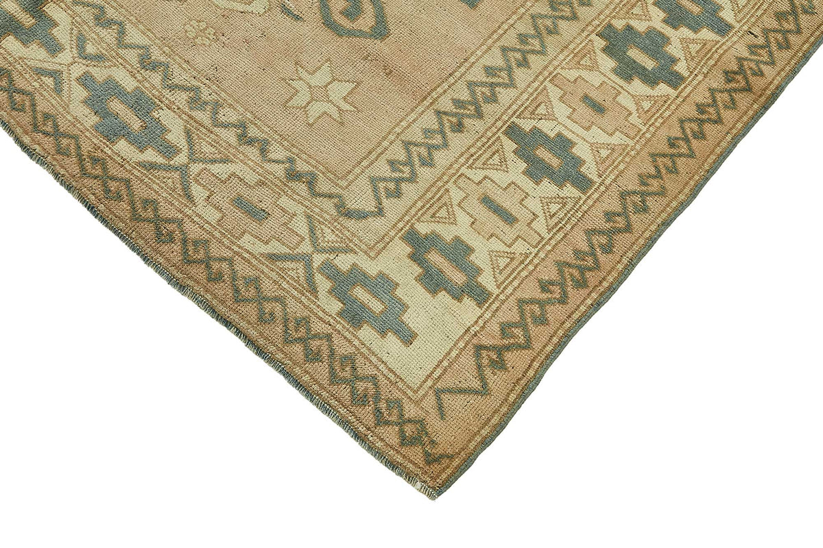 Kavale Madalyon Desenli Bej, Mavi ve Kiremit Renkli El Dokuma Halı 172x254 cm – detay görünümü