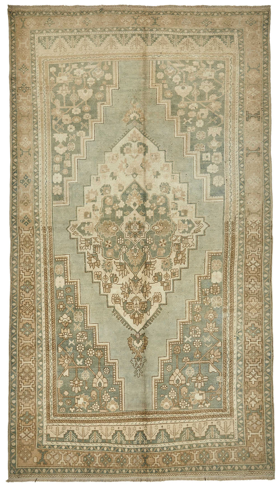 Kavale Adaçayı Yeşili Bej Madalyon Desenli Halı 177x324 cm