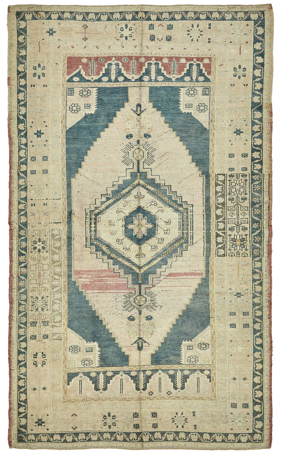 Kavale Geometrik Desenli Lacivert Bej Halı Etnik Dokuma 146x246 cm