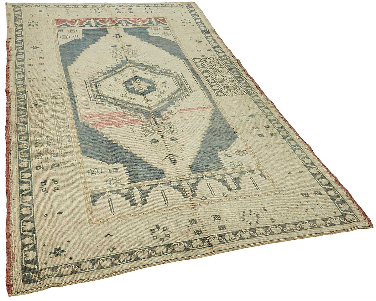Kavale Geometrik Desenli Lacivert Bej Halı Etnik Dokuma 146x246 cm – genel görünüm