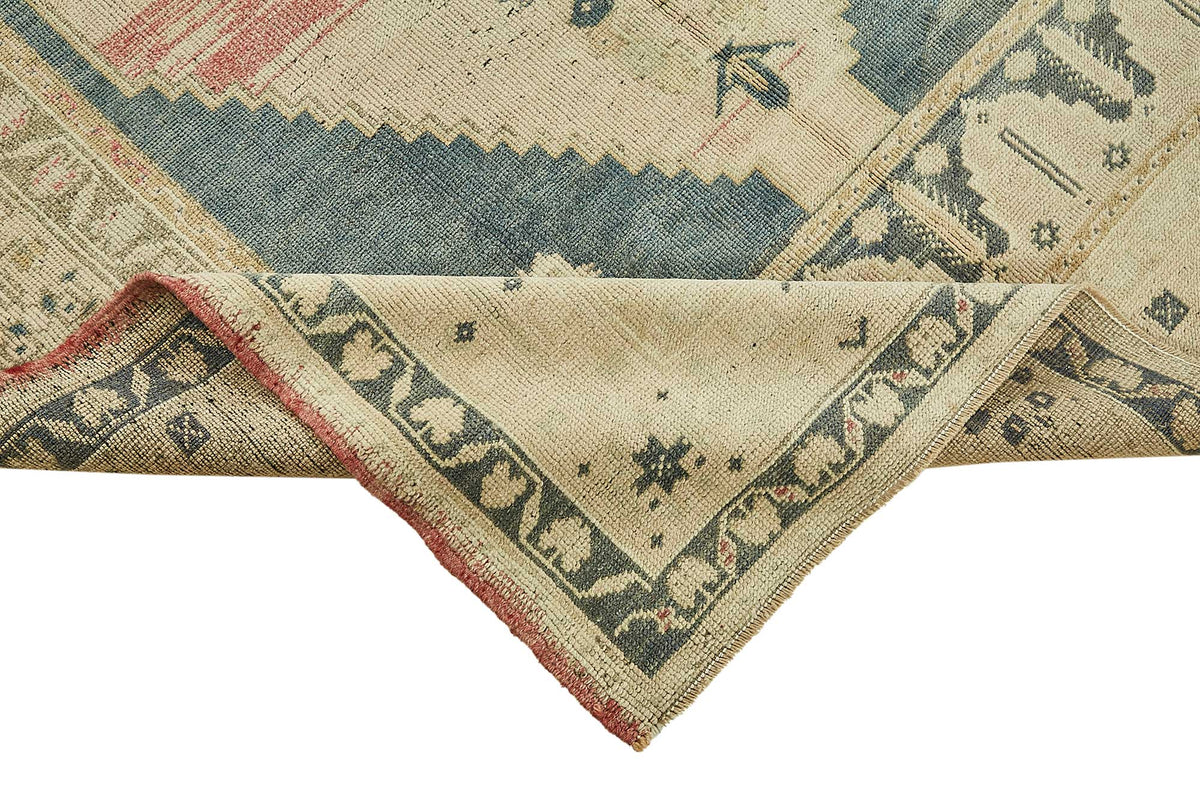 Kavale Geometrik Desenli Lacivert Bej Halı Etnik Dokuma 146x246 cm – kenar detayı