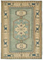 Kavale Turkuaz Bej Madalyon Desenli El Dokuma Halı 210x297 cm