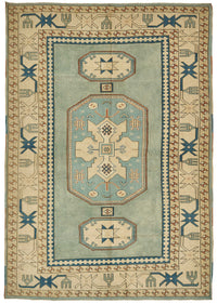 Kavale Turkuaz Bej Madalyon Desenli El Dokuma Halı 210x297 cm