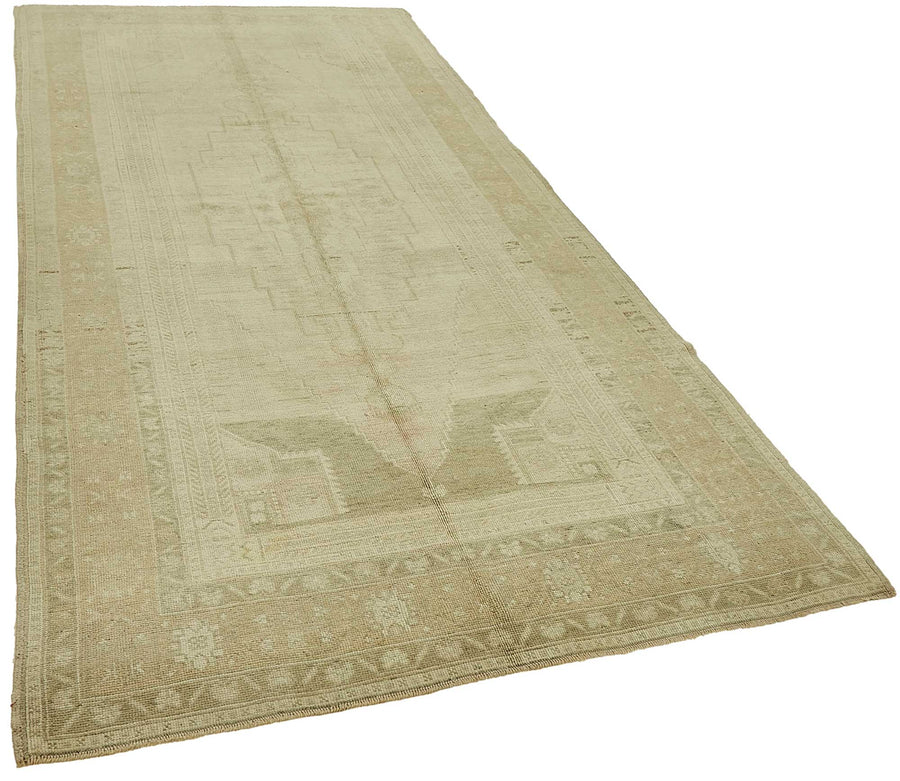Kavale Madalyon Desenli Toprak Tonları Bej Vintage Halı 148x316 cm – genel görünüm