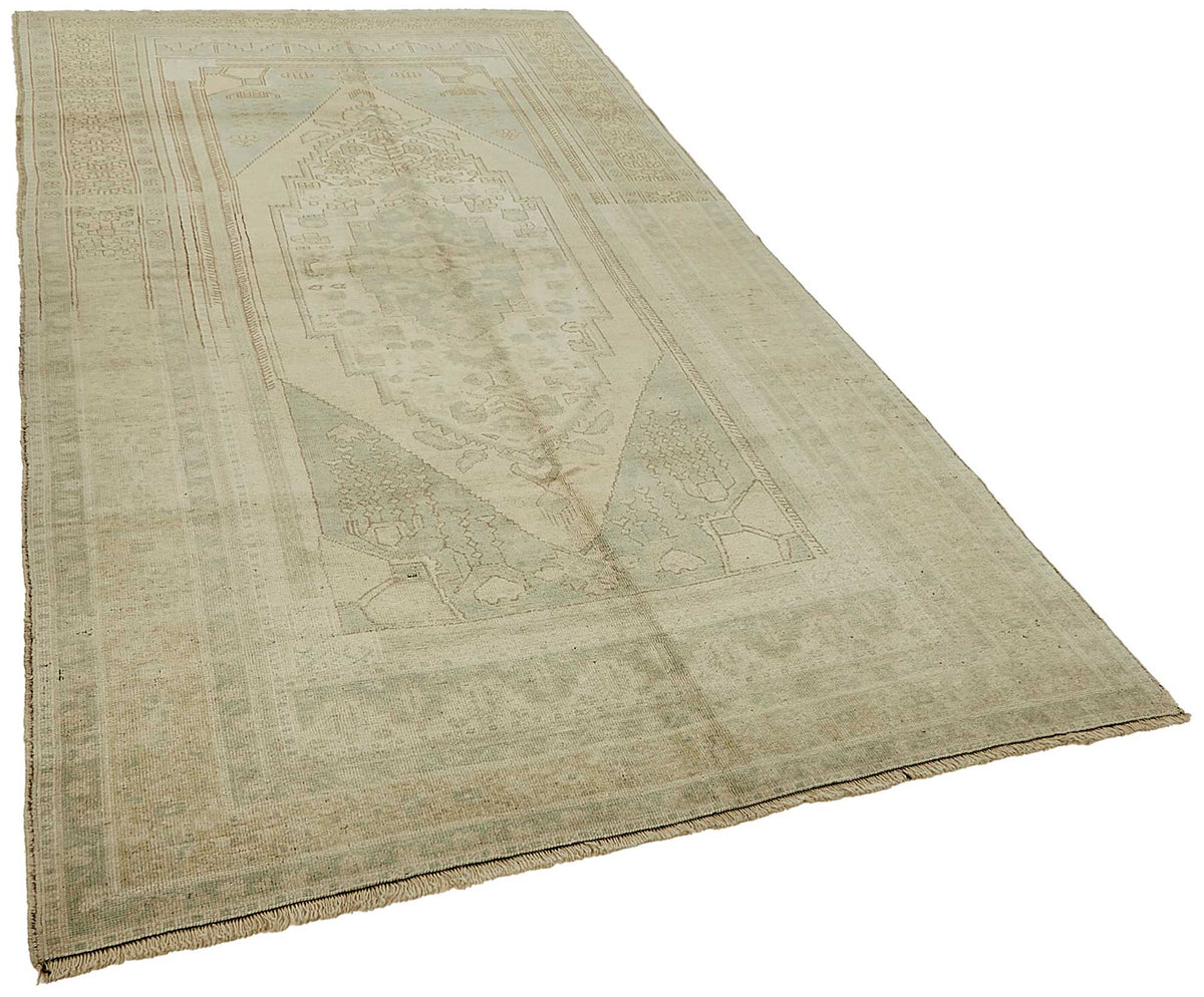 Kavale Anadolu Halısı Bej Mavi Madalyon Desenli Vintage 162x300 cm – genel görünüm