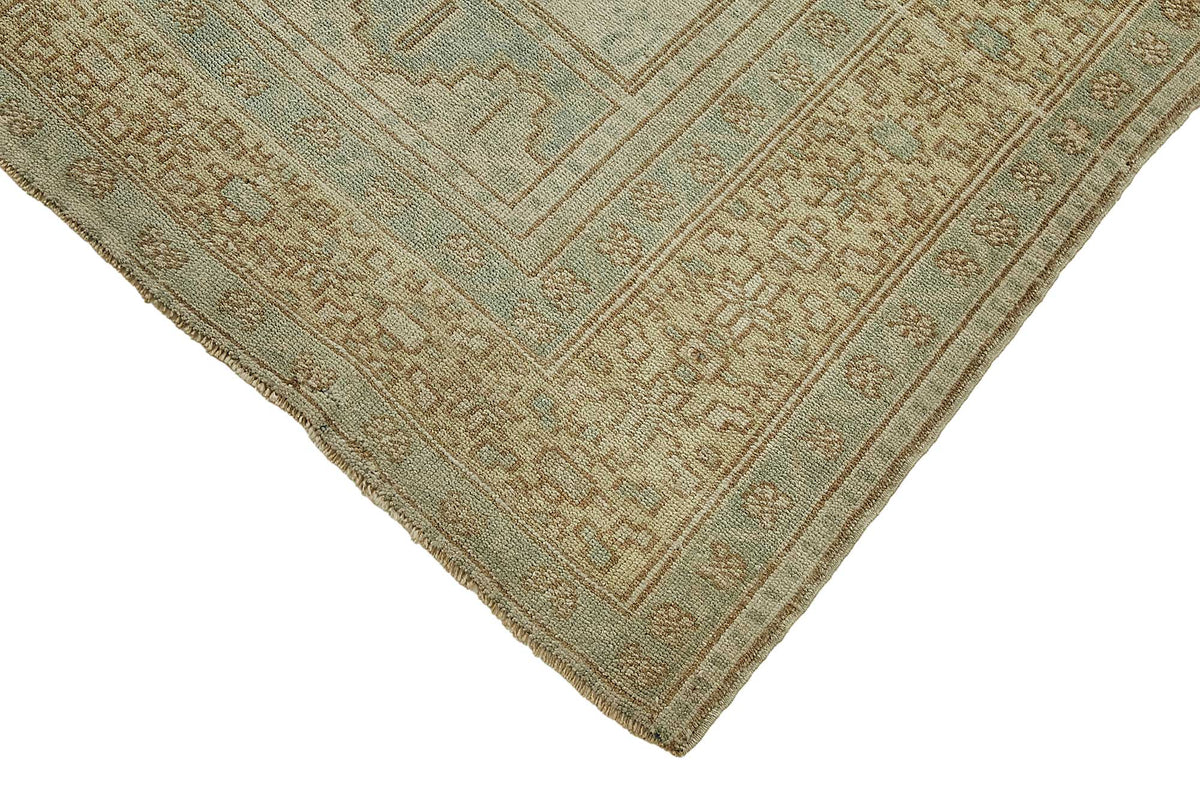 Kavale Anadolu Halısı Bej Mavi Madalyon Desenli Vintage 162x300 cm – detay görünümü