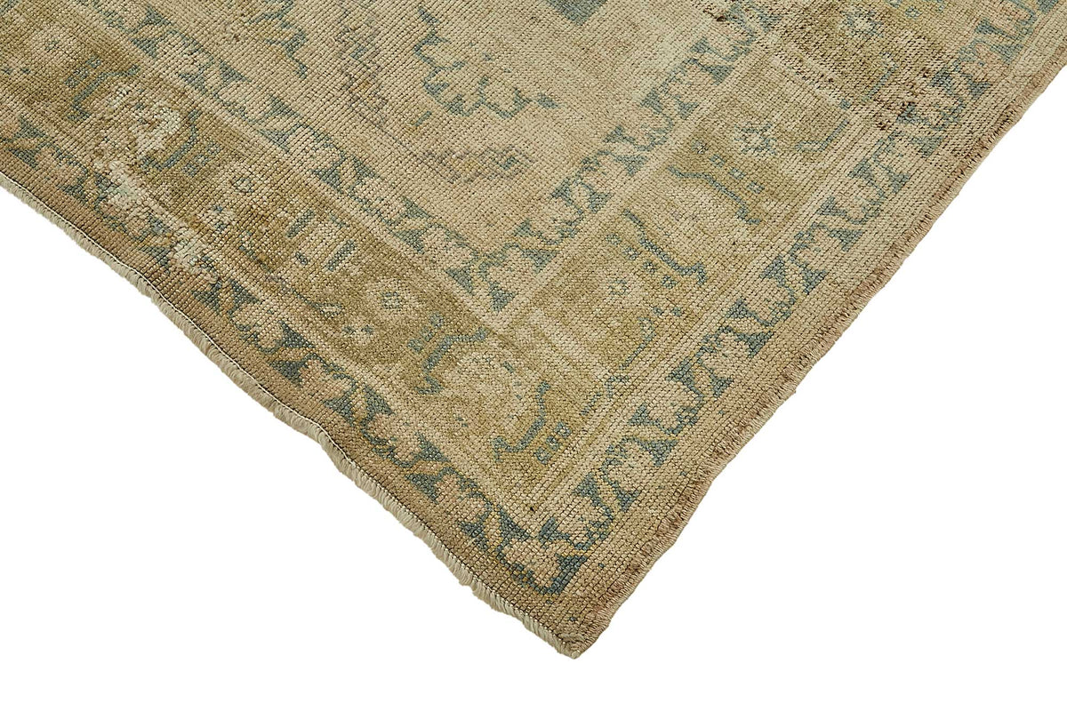 Kavale Bej Mavi Madalyon Desenli El Dokuma Halı 188x335 cm – detay görünümü