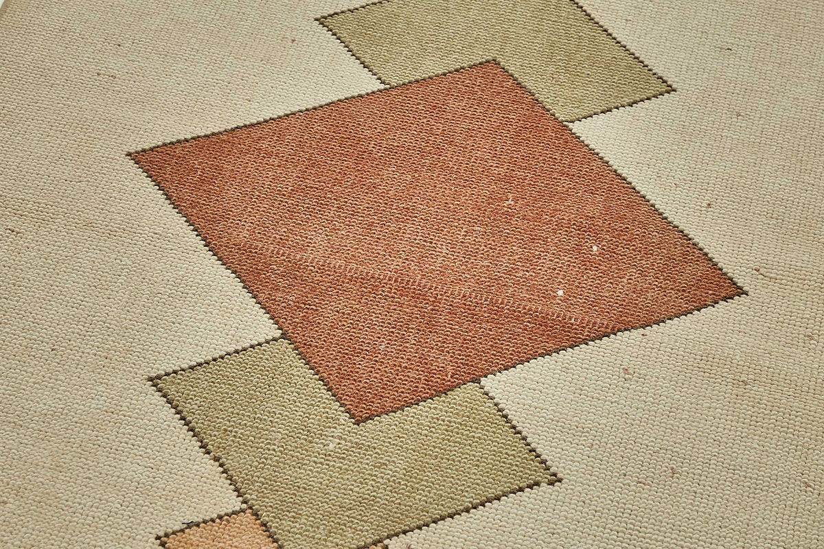 Kovena Bej Kahverengi Modern Geometrik Desenli Yün Pamuk El Dokuma Yolluk 83x285 cm – mekânda kullanım