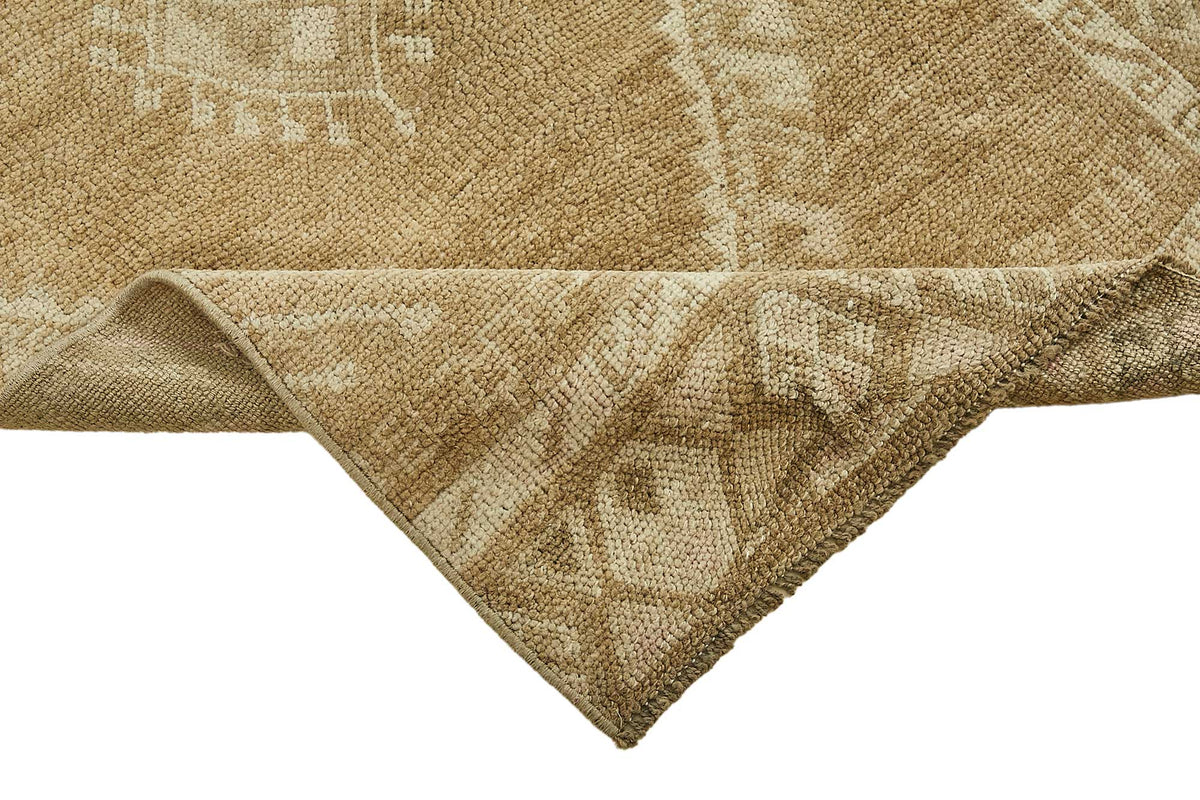 Kovena Kahverengi Bej Geometrik Desenli Yün Yolluk Halı 75x369 cm – kenar detayı