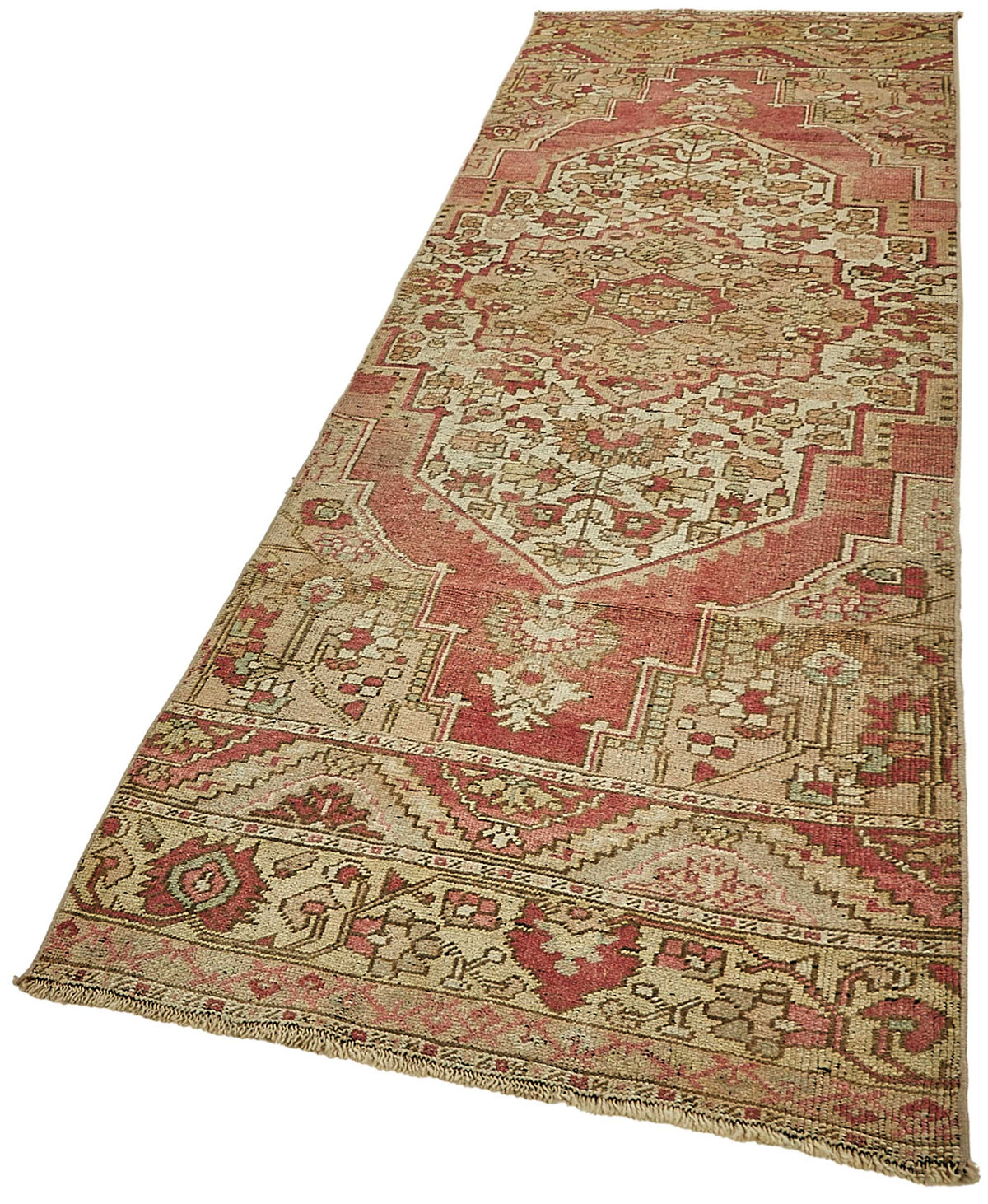 Kovena Anadolu Kırmızı Yolluk Madalyon Desenli 92x304 cm 49804 – doku yakın çekim
