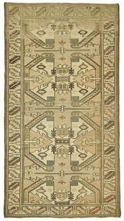 Gekro Vintage Bej Kahverengi Geometrik Desenli Halı 107x190 cm 49805