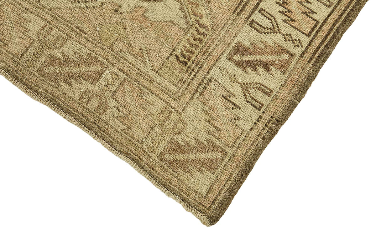 Gekro Vintage Bej Kahverengi Geometrik Desenli Halı 107x190 cm 49805 – detay görünümü