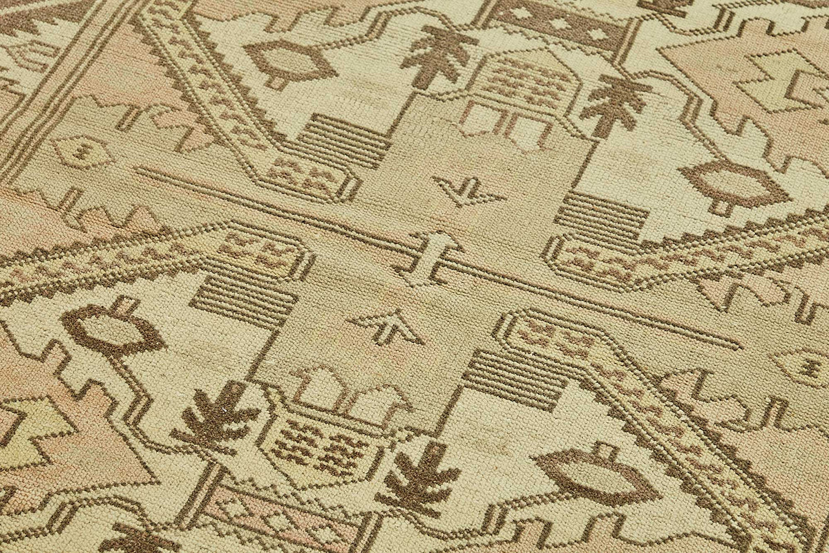 Gekro Vintage Bej Kahverengi Geometrik Desenli Halı 107x190 cm 49805 – mekânda kullanım