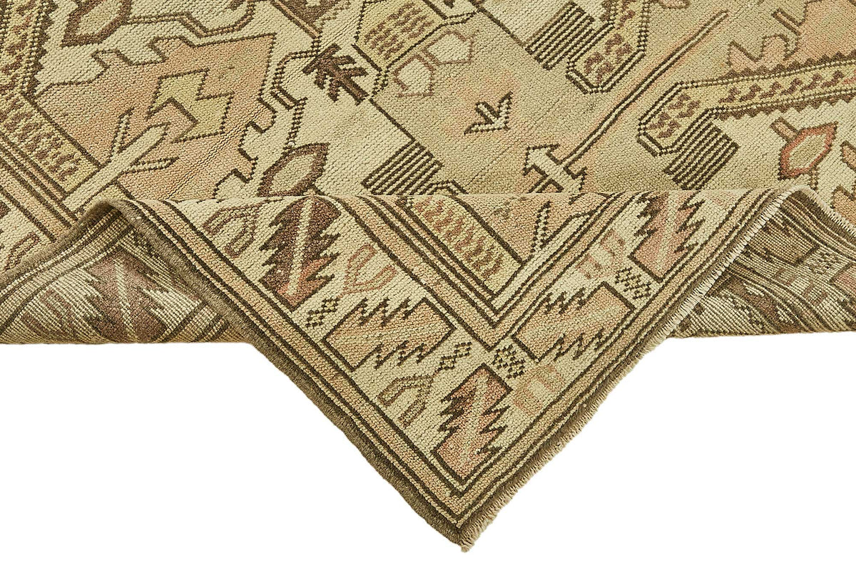 Gekro Vintage Bej Kahverengi Geometrik Desenli Halı 107x190 cm 49805 – kenar detayı