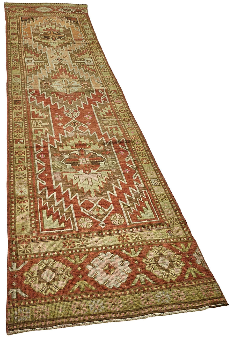 Kovena Kırmızı Etnik Halı Geometrik Desenli Vintage Yolluk 75x339 cm – genel görünüm