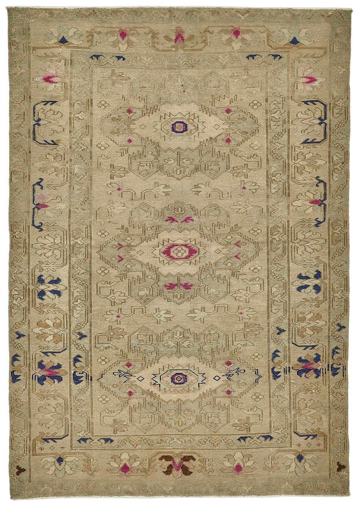 Gekro Lacivert Bej Halı Etnik Geometrik Desenli 132x187 cm