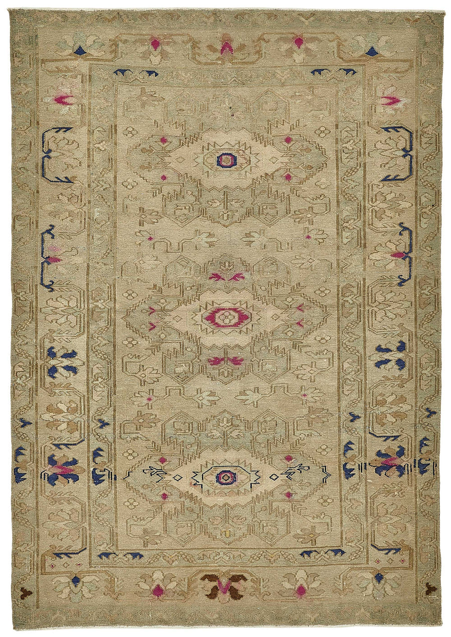 Gekro Lacivert Bej Halı Etnik Geometrik Desenli 132x187 cm