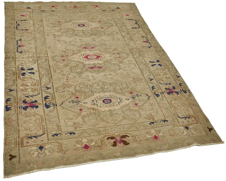 Gekro Lacivert Bej Halı Etnik Geometrik Desenli 132x187 cm – genel görünüm