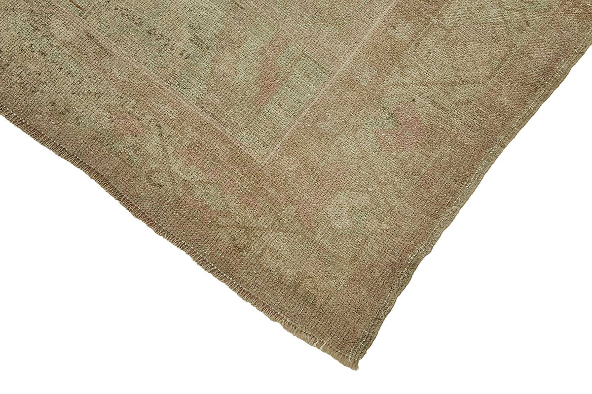 Kavale Bej Pembe Madalyon Desenli Yün ve Pamuk Halı, 126x260 cm – detay görünümü