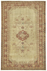 Gekro Kırmızı Dokuma Desenli Bej Vintage Halı 130x200 cm 49821
