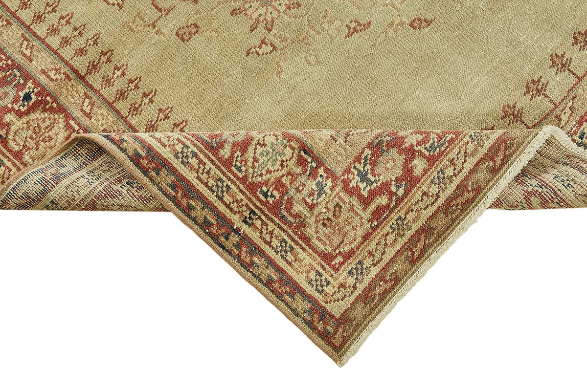 Gekro Kırmızı Dokuma Desenli Bej Vintage Halı 130x200 cm 49821 – kenar detayı