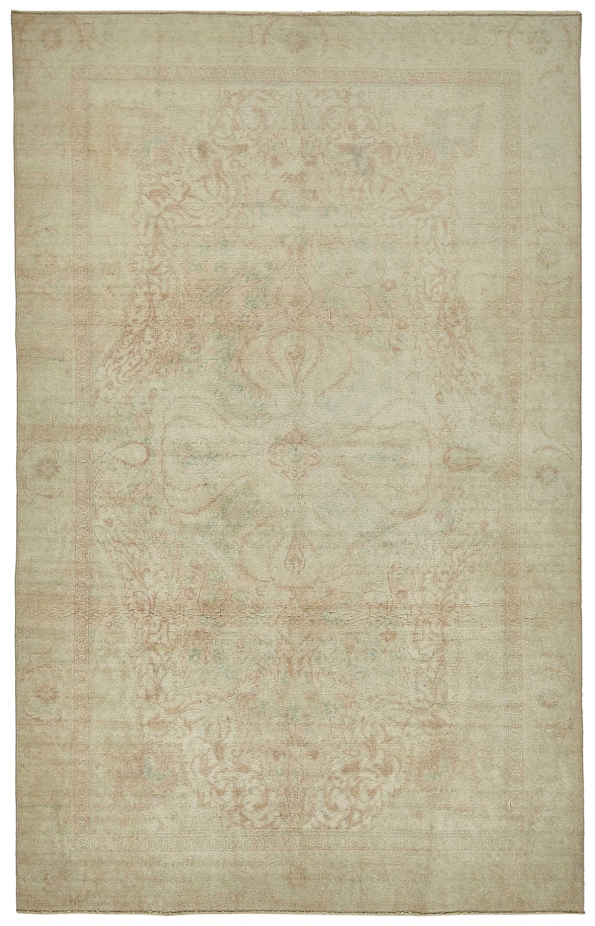 Gekro Madalyon Desenli Bej Krem El Dokuma Anadolu Halısı 136x210 cm