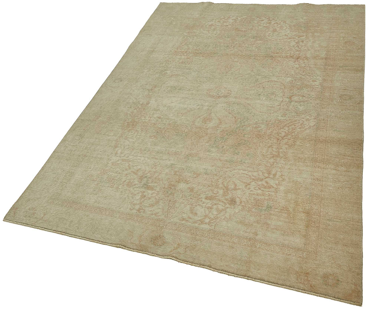 Gekro Madalyon Desenli Bej Krem El Dokuma Anadolu Halısı 136x210 cm – doku yakın çekim