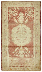 Gekro Anadolu Kırmızı Bej Madalyon Desenli El Dokuma Halı 106x190 cm