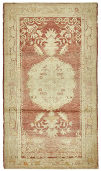 Gekro Anadolu Kırmızı Bej Madalyon Desenli El Dokuma Halı 106x190 cm