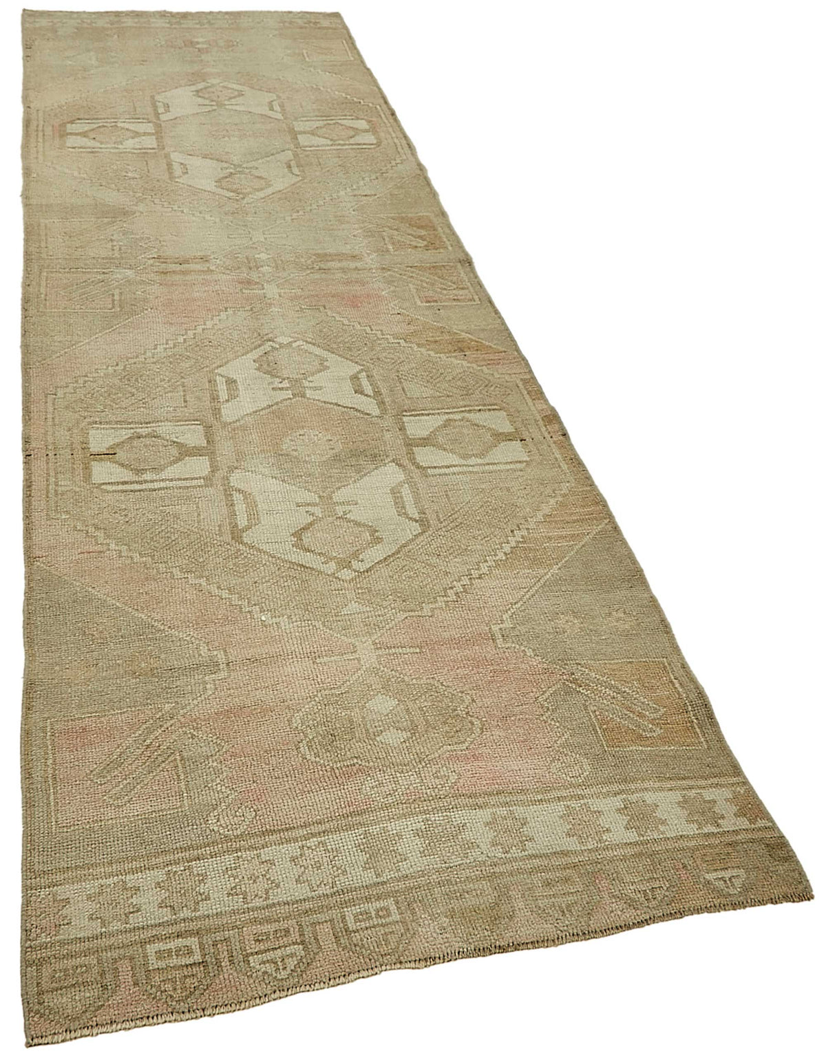 Kovena Bej Yolluk Gül Kurusu Etnik Desenli El Dokuma 100x345 cm – genel görünüm