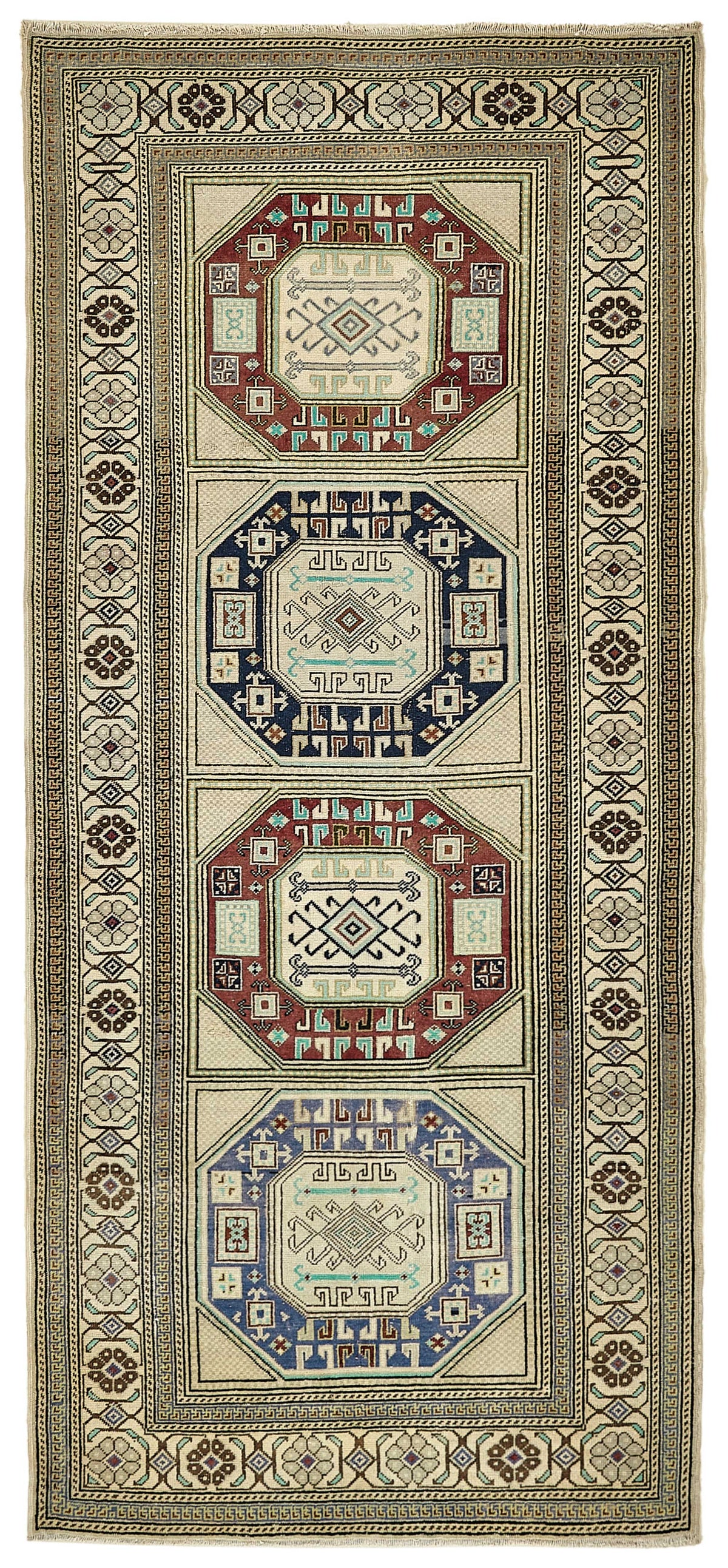 Gekro Çok Renkli Etnik Desenli El Dokuma Halı 92x210 cm 49831