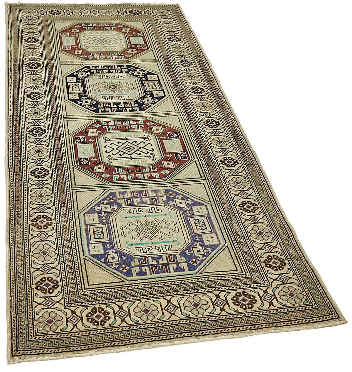 Gekro Çok Renkli Etnik Desenli El Dokuma Halı 92x210 cm 49831 – genel görünüm