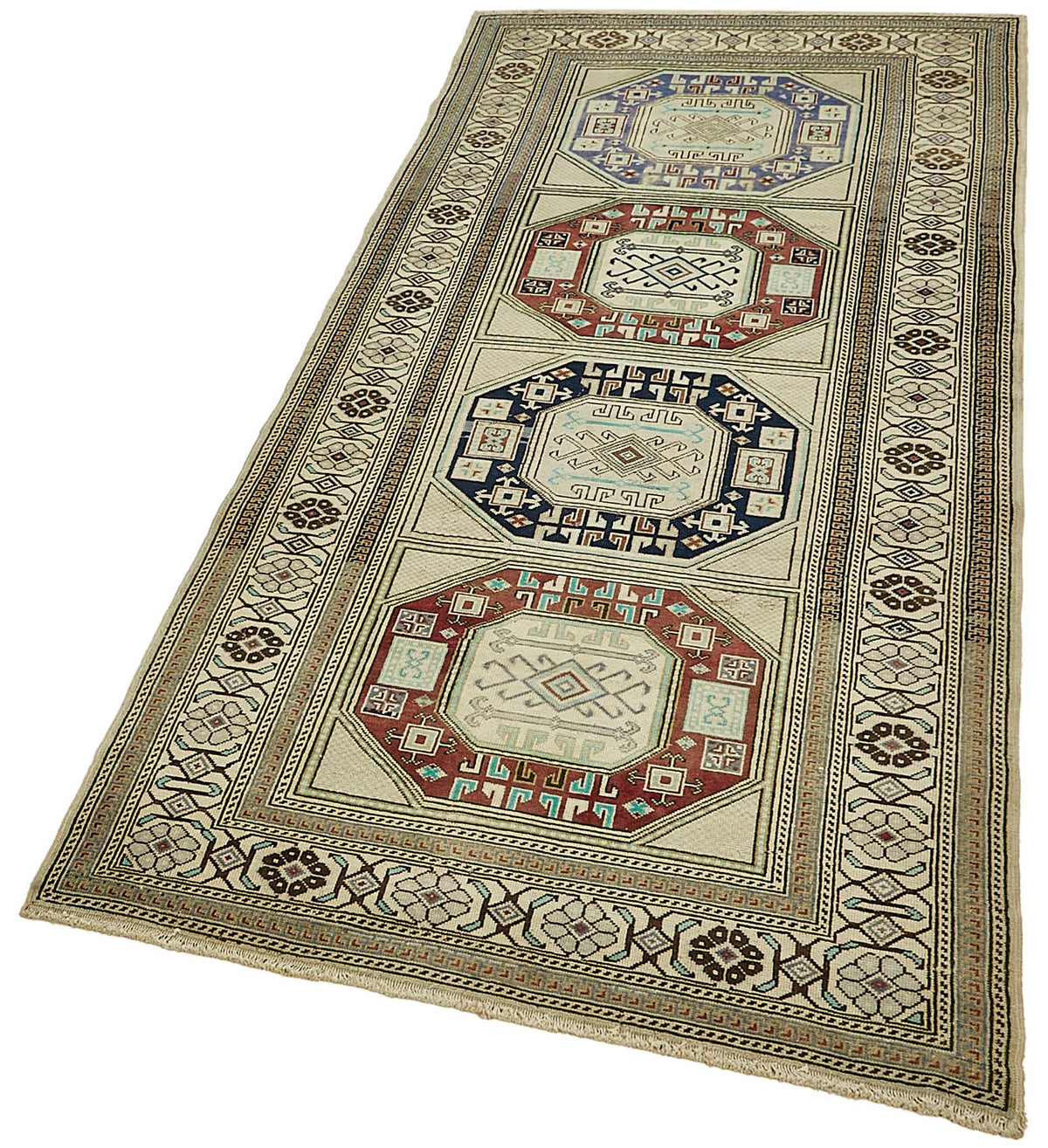 Gekro Çok Renkli Etnik Desenli El Dokuma Halı 92x210 cm 49831 – doku yakın çekim