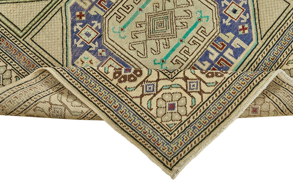 Gekro Çok Renkli Etnik Desenli El Dokuma Halı 92x210 cm 49831 – kenar detayı