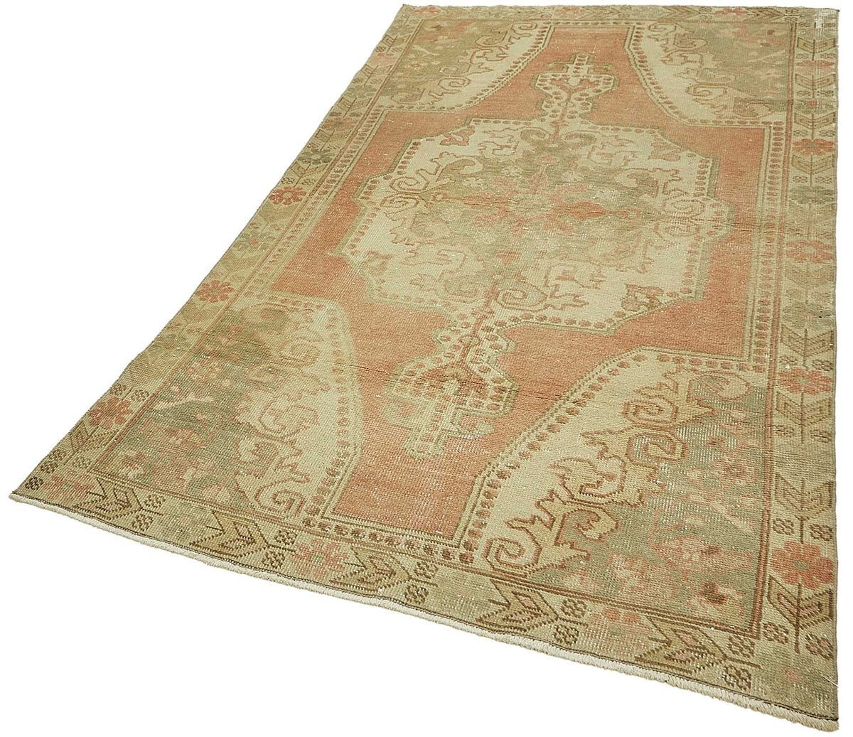 Gekro Vintage Pembe Madalyon Desenli El Dokuma Halı 130x228 cm 49832 – doku yakın çekim