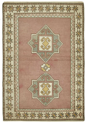 Gekro Gümüş Pembe Geometrik Desenli Etnik El Dokuma Halı 96x137 cm