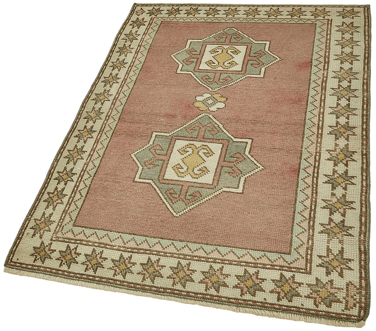 Gekro Gümüş Pembe Geometrik Desenli Etnik El Dokuma Halı 96x137 cm – doku yakın çekim