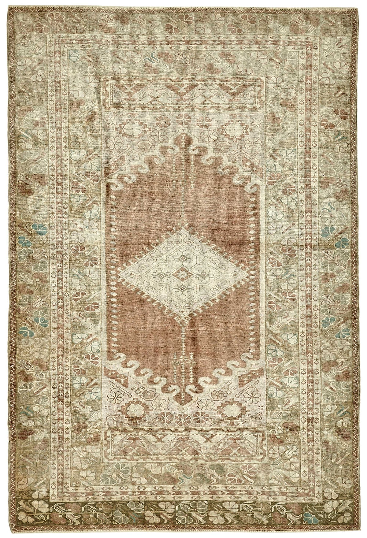 Gekro Kahverengi Bej Geometrik Desenli El Dokuma Halı 121x184 cm