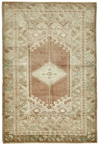 Gekro Kahverengi Bej Geometrik Desenli El Dokuma Halı 121x184 cm