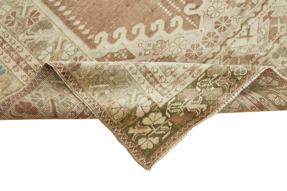 Gekro Kahverengi Bej Geometrik Desenli El Dokuma Halı 121x184 cm – kenar detayı