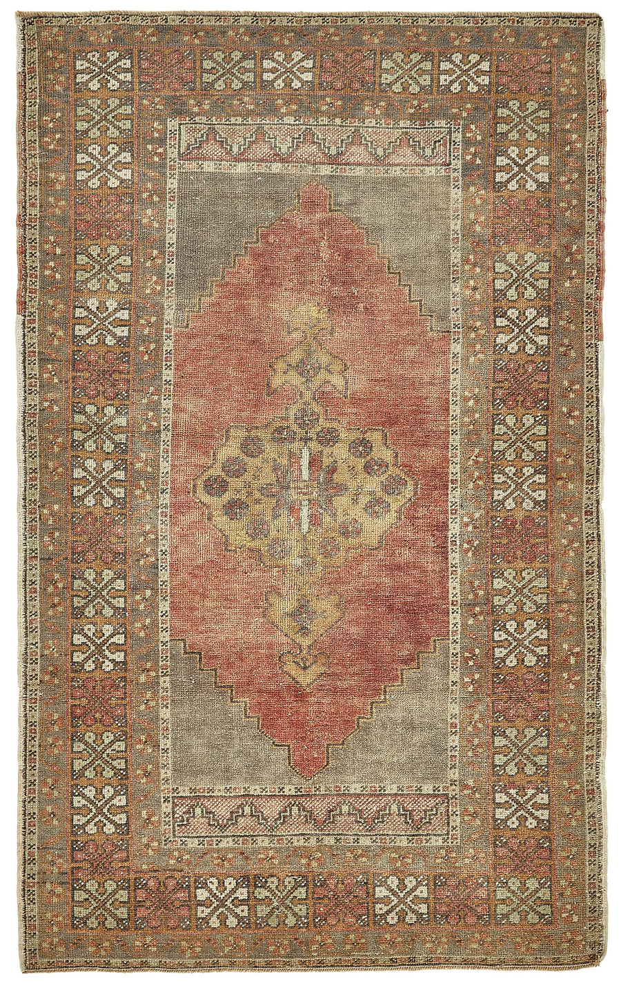 Gekro Kırmızı Geometrik Desenli Yün ve Pamuk Halı, 116x198 cm