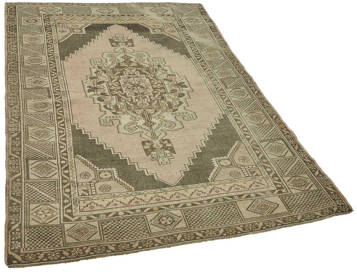 Kavale Bej Gri Geometrik Desenli Etnik El Dokuma Halı 147x223 cm – genel görünüm
