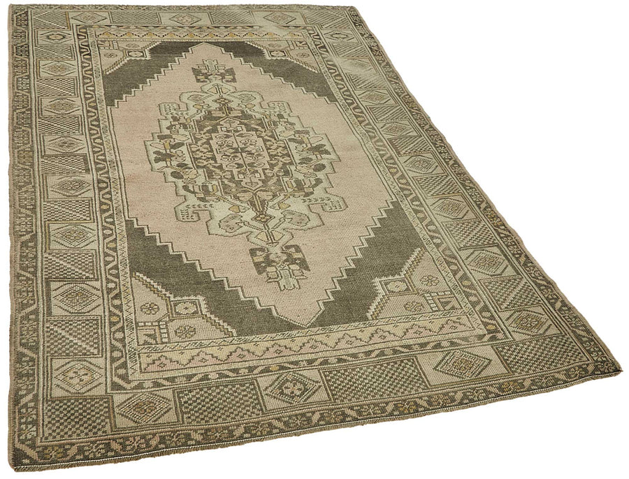 Kavale Bej Gri Geometrik Desenli Etnik El Dokuma Halı 147x223 cm – genel görünüm