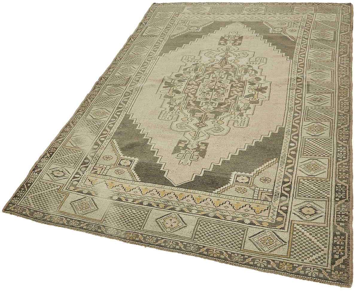 Kavale Bej Gri Geometrik Desenli Etnik El Dokuma Halı 147x223 cm – doku yakın çekim