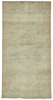 Gekro Soyut Desenli Bej Mavi El Dokuma Modern Halı 81x161 cm 49844