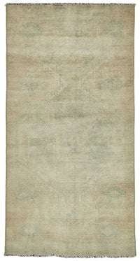 Gekro Soyut Desenli Bej Mavi El Dokuma Modern Halı 81x161 cm 49844