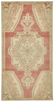 Gekro Gümüş Kırmızı Madalyonlu Pamuk Yün Dokuma Halı 110x208 cm